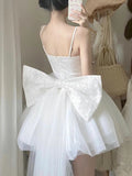 Cute A Line Spaghetti Straps Short White Homecoming Dress HZ1024