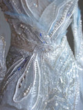 Elegant Mermaid Strapless Sequin Sky Blue Evening Dress Long Prom Dresses HZ1024