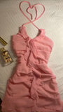Cute A line Straps Pink Chiffon Short Homecoming Dress 19th Birthday Outfits HZ1024
