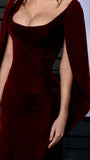 Vintage Sheath Boat Neckline Burgundy Velvet Long Length Prom Dresses Birthday Outfits HZ1024