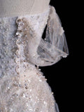 Elegant Mermaid Off The Shoulder Sequin Pearls Long White Wedding Dresses HZ1024