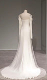 Elegant Mermaid Square Neckline Tulle Long Wedding Dresses HZ1024