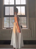 Vintage A Line Square Neckline White Sleeveless Satin Prom Dresses Birthday Party Dress HZ1024
