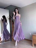 Pretty Mermaid Spaghetti Straps Chiffon Evening Dress Prom Dresses With Beads HZ1024