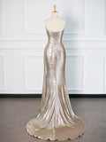 Pretty Mermaid Sweetheart Sequin Long Prom Dresses Party Evening Dress HZ1024
