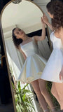 Elegant A line Straps White Party Dress Homecoming Dresses HZ1024