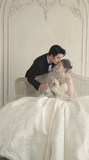 Timeless Ball Gown Strapless Satin Lace With Veil And Gloves Long Wedding Dresses HZ1024