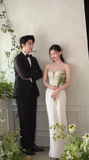 Elegant Mermaid Sweetheart Satin Beaded Long Wedding Dresses HZ1024