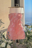 Spaghetti Straps Sleeveless Ruffles Tulle Sheath Mini Homecoming Dress HZ1024
