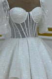 Sweetheart Sequin Short Homecoming Dress with Puff Sleeves HZ1024