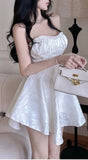 Sexy A line Strapless Short White Lace Homecoming Dress HZ1024