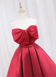 Red Satin Short Prom Dress Lovely Red Knee Length Homecoming Dress HZ1024
