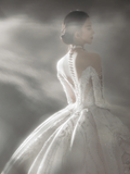 Timeless Ball Gown Off The Shoulder Tulle Lace Beaded Long Sleeves Long Wedding Dresses HZ1024