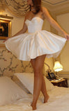 A-Line Strapless Sleeveless Back Zipper White Short Homecoming Dress HZ1024