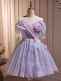 Cute Ball Gown Off The Shoulder Lilac Party Dress Homecoming Dresses HZ1024