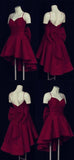 Burgundy A Line Spaghetti Straps Satin Back With Bow Short Homecoming Dress 18th Birthday Outfits HZ1024