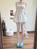 Cute White A Line Square Satin Short Homecoming Dress 18th Birthday Outfits HZ1024
