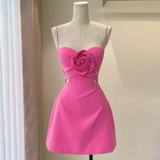 Elegant A Line Straps Pink Birthday Dress Short Homecoming Dresses HZ1024