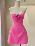 Elegant A Line Straps Pink 18th Birthday Dress Short Homecoming Dresses HZ1024