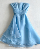 Cute A Line Strapless Satin Chiffon Short Homecoming Dress 18th Birthday Outfits HZ1024