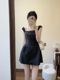 Black A Line Off The Shoulder Satin Short Homecoming Dress 16th Birthday Outfits HZ1024