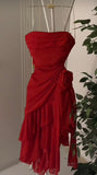 Red A Line Strapless Chiffon Flower Short Homecoming Dress 16th Birthday Outfits HZ1024