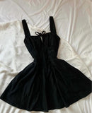 Elegant Black A Line Spaghetti Straps Satin Short Homecoming Dress 17th Birthday Outfits HZ1024