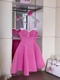 Sexy A Line Straps Pink Birthday Dress Short Homecoming Dresses HZ1024