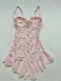 Cute A Line Spaghetti Straps Pink Satin Chiffon Applique Short Homecoming Dress 16th Birthday Outfits HZ1024