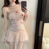 Fairy A Line Strapless Satin Tulle Applique Short Homecoming Dress 18th Birthday Outfits HZ1024