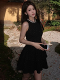 Sweet 16th Black A Line Halter Satin Sequin Short Homecoming Dress Birthday Outfits HZ1024