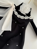 Sweet 18th Black A Line Halter Satin Beads Short Homecoming Dress Birthday Outfits HZ1024