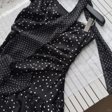 Sweet 16th Black A Line One Shoulder Satin Polka Dots Short Homecoming Dress Birthday Outfits HZ1024