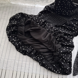 Sweet 16th Black A Line One Shoulder Satin Polka Dots Short Homecoming Dress Birthday Outfits HZ1024