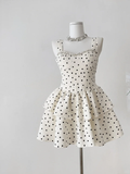 Pretty 17th A Line Sweetheart Satin Polka Dots Beads Short Homecoming Dress Birthday Outfits HZ1024