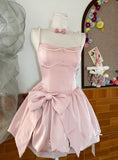 Sweet 16th Pink A Line Spaghetti Straps Satin Beads Short Homecoming Dress Birthday Outfits HZ1024