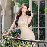 Charming Mermaid Spaghetti Straps Satin Lace Applique Long Prom Dresses Formal Dress HZ1024