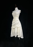 Classy A Line Strapless Satin Beads Pleated Short Homecoming Dress 19th Birthday Outfits HZ1024