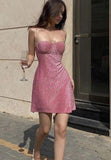 Shiny A Line Spaghetti Straps Satin Sequin Short Homecoming Dress 17th Birthday Outfits HZ1024