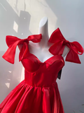 Simple A Line Spaghetti Straps Short Birthday Dress Red Homecoming Dresses HZ1024