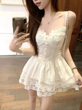 Cute A Line Spaghetti Straps Satin Lace Short Homecoming Dress 17th Birthday Outfits HZ1024