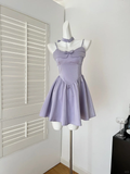 Pretty A Line Spaghetti Straps Lilac Satin Short Homecoming Dress 17th Birthday Outfits HZ1024