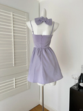 Pretty A Line Spaghetti Straps Lilac Satin Short Homecoming Dress 17th Birthday Outfits HZ1024