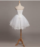 Sweet 16th White Ball Gown Satin Tulle Lace Short Homecoming Dress Birthday Outfits HZ1024