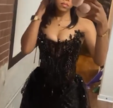 Sexy 22th Black Mermaid Strapless Tulle Lace Sequin Short Homecoming Dress Birthday Outfits HZ1024