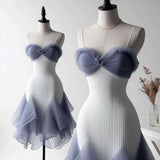 Sexy 19th Sheath Mermaid Spaghetti Straps Satin Short Homecoming Dress Birthday Outfits HZ1024