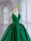 Classy Ball Gown Spaghetti Straps Green Satin Short Homecoming Dress 18th Birthday Outfits HZ1024