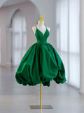 Classy Ball Gown Spaghetti Straps Green Satin Short Homecoming Dress 18th Birthday Outfits HZ1024