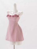 Simple A Line Straps Short Birthday Dress Pink Homecoming Dresses HZ1024