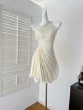 Unique A Line One Shoulder Satin Pleated Short Homecoming Dress 19th Birthday Outfits HZ1024